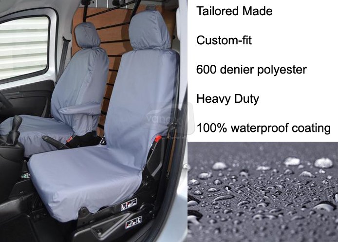 Tailored Front Pair - Driver & Non-Fold Single Passenger - Grey - Click Image to Close