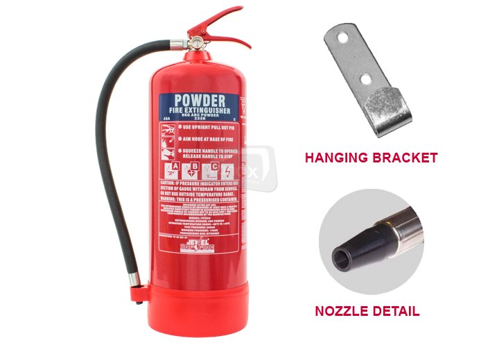 9 Kg Dry Powder Fire Extinguisher with wall bracket - Click Image to Close