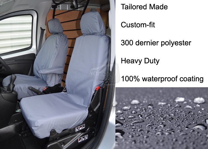 Tailored Front - Driver & Non-Folding Single Passenger - Grey - Click Image to Close