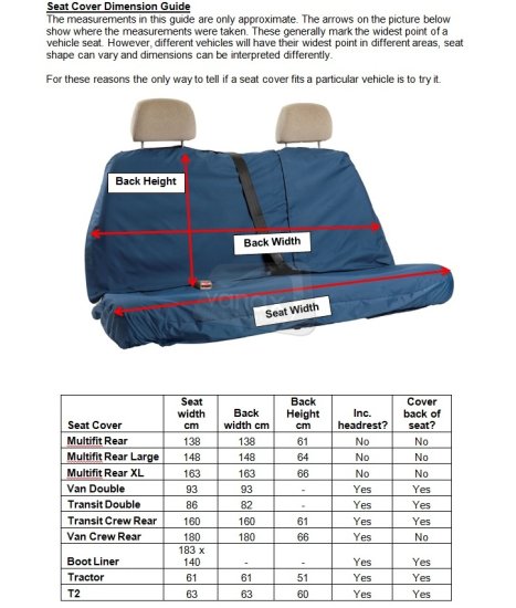 Multi Fit Rear Seat Cover - Click Image to Close