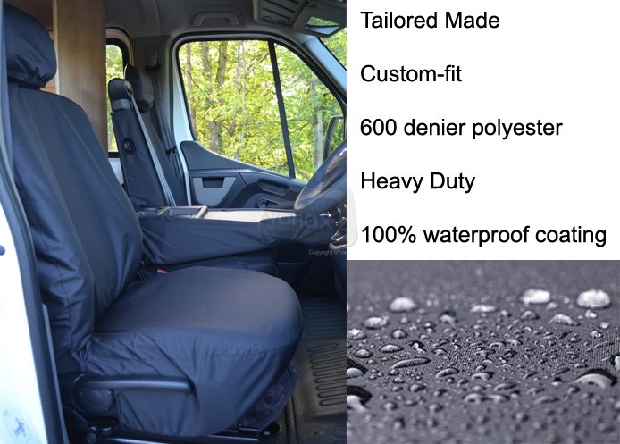 Driver & Folding Middle Seat - split bench base - Black - Click Image to Close