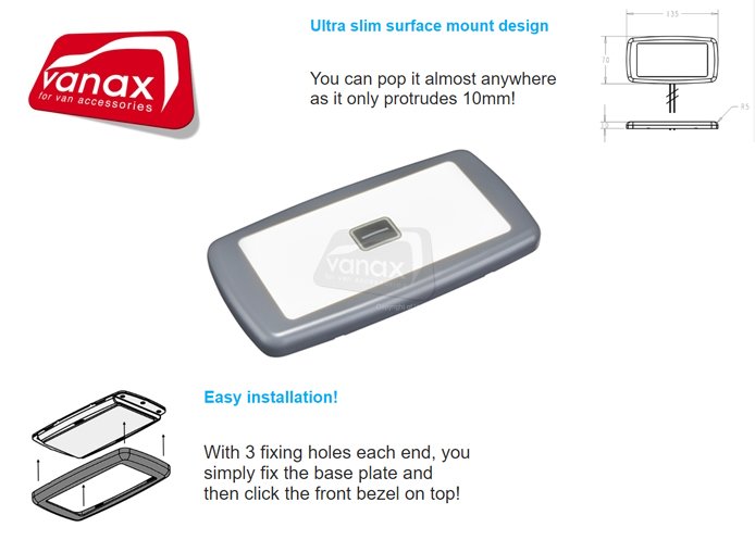 135mm Slim Surface Mount LED interior light (switched) - Click Image to Close