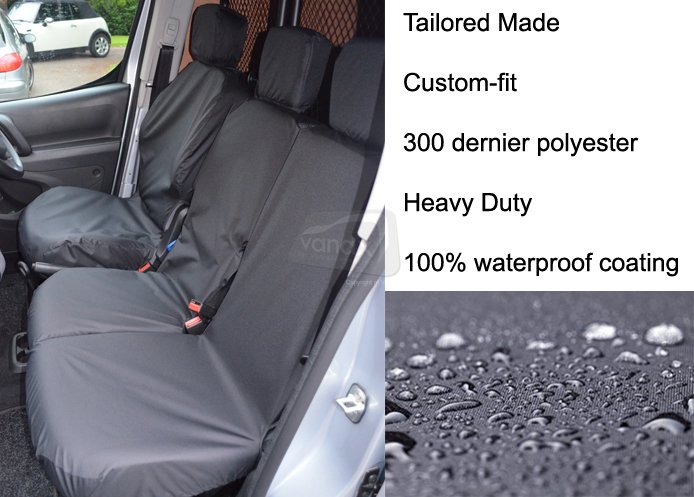 Driver & Double Folding Passenger (No Armrests) - Black - Click Image to Close