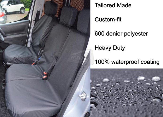 Tailored Front - Driver & Folding Double Passenger - Black - Click Image to Close