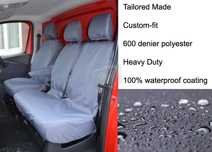 Driver & Double Passenger - Fixed Seat no u/seat storage - Grey - Click Image to Close