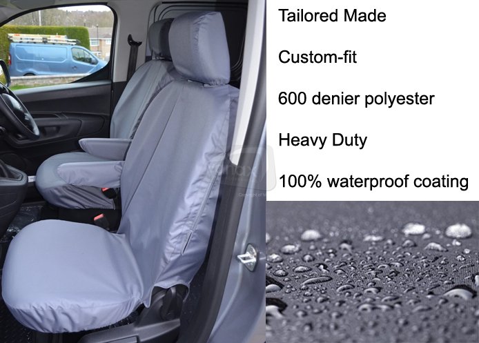 Driver & Single Passenger - Separate Headrest & Armrest - Grey - Click Image to Close