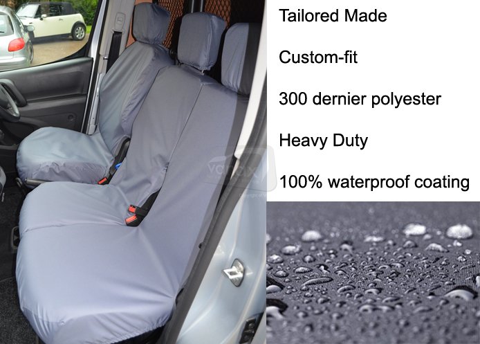 Driver & Double Folding Passenger (No Armrests) - Grey - Click Image to Close