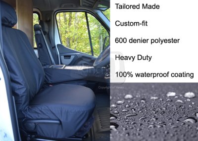 Driver & Folding Middle Seat - 2 piece split bench base - Black