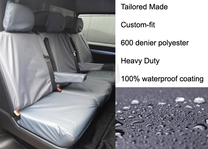 Tailored Rear Triple Seat Covers - Grey - Click Image to Close
