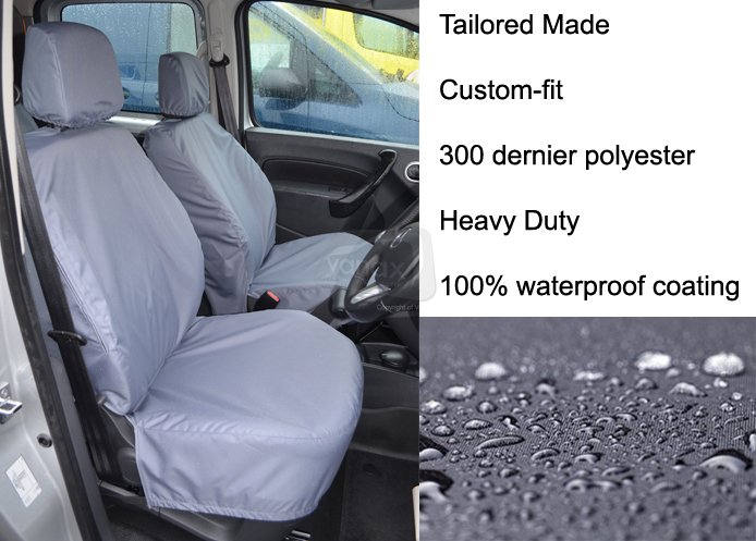 Tailored Front Pair - Driver & Non-Fold Passenger - Grey - Click Image to Close