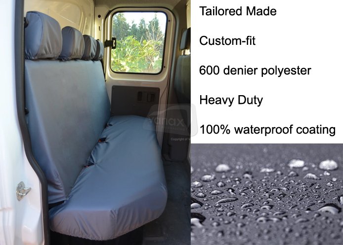 Tailored - Chassis Cab Rear 4-Seater Black Seat Covers - Grey - Click Image to Close