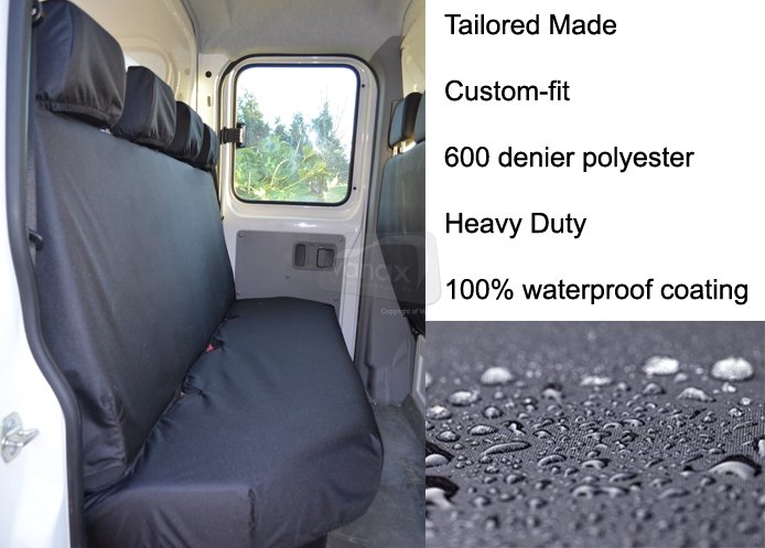 Tailored - Chassis Cab Rear 4-Seater Black Seat Covers - Black - Click Image to Close