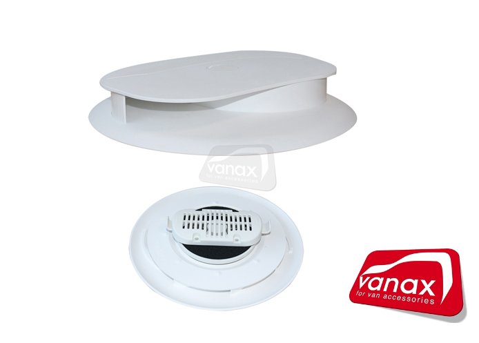 Flettner Slim Line Low Profile Roof Vent - White - Click Image to Close