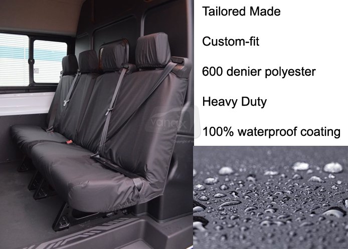 DCIV Tailored - Rear 2 x Double Passenger Seat Covers - Black - Click Image to Close