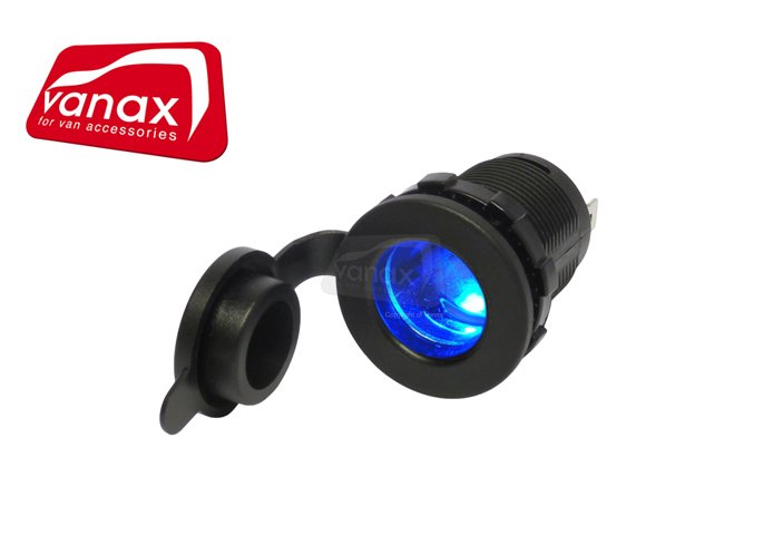 Panel Mount Cigar Lighter Power Socket Blue LED - 12/24V 20A Max - Click Image to Close